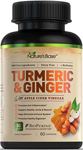 Product Cover Turmeric Curcumin with Ginger, 95% Curcuminoids, Bioperine, Apple Cider Vinegar - Supports Joint Pain Relief, Supports Inflammatory Response, Healthy Aging, Natural Plant-Based Immune Immunity Support