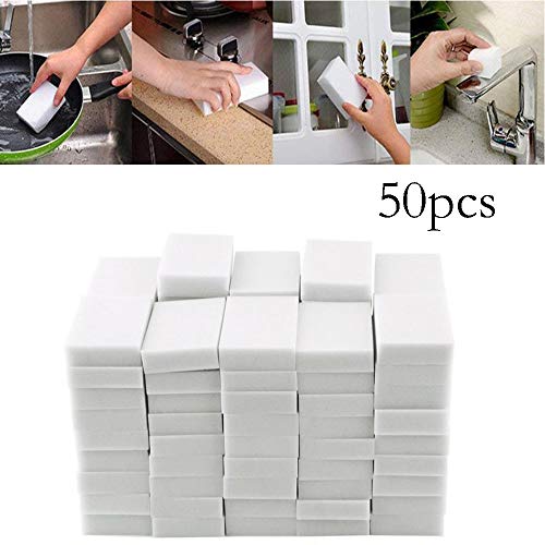 Product Cover Whatyiu 50Pcs/Pack Household Sponge Eraser Cleaner Home Kitchen Multi-Function Cleaning Tool,Good for Clean Sink, Bathroom, Car,Refrigerator, Range Hood, etc