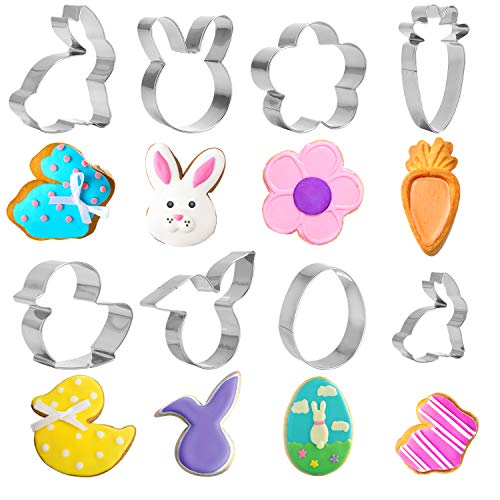 Product Cover Easter Cookie Cutters DIY Baking Decor Pastry Modelling Tools Holiday Cookie Cutters 8pcs Set Stainless Steel Biscuit Cutter Easter Kitchenware