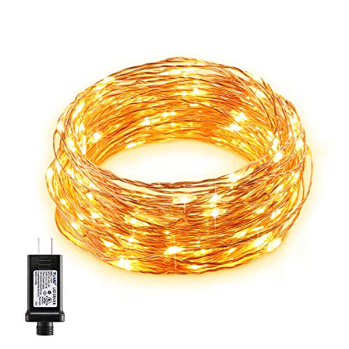 Product Cover Fairy Lights Plug in 33ft 100 LED, Gladle Copper Wire String Lights, Decorative Firefly Lights for Bedroom Dorm Christmas Tree Garden Patio Parties, Indoor & Outdoor, Warm White