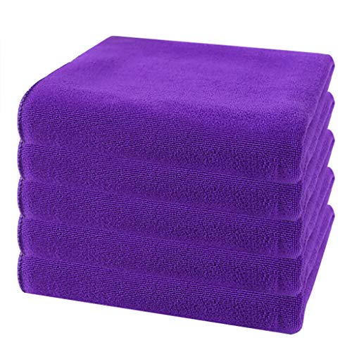 Product Cover QUNANEN Microfiber Cleaning Cloth Square Water Absorption Kitchen Car Cleaning Towel Car Cleaning, TV, Glass, Mirrors Cleaning Wipe Towel Duster (Purple)