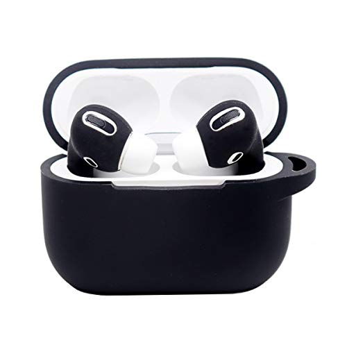 Product Cover iCoolmate AirPods Pro Case with Headphone Skins Protective Wraps Anti-Lost Dust-Free Silicon Protective Cover Case (Black)