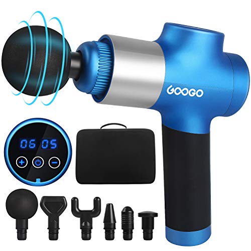 Product Cover GOOGO Muscle Massage Gun, Handheld Deep Tissue Percussion Massager, Electric Body Massager Cordless Super Quiet for Muscle Soreness and Stiffness, 8 Speed Level, Included Carring Case