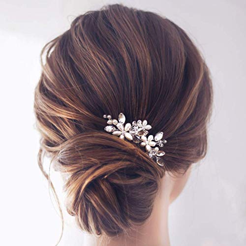 Product Cover Jakawin Bride Wedding Pearl Hair Pins Bridal Hair Accessories Silver Hair Piece for Women and Girls HP065