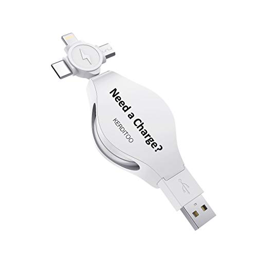 Product Cover Retractable Charging Cord,Multi USB Charger Cable,Micro USB Cable, 3-in-1 USB Cable, Charge and Sync Cord
