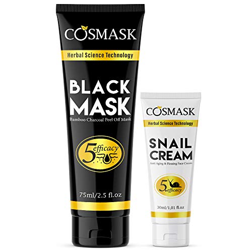 Product Cover Blackhead Remover Mask, Bamboo Charcoal Peel Off Black face Mask, Purifying and Deep Cleansing mask for All Skin types; Anti-Aging Snail Cream (2.5 fl.oz/ 75ml)