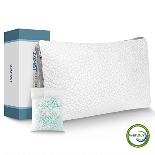 Product Cover ZAMAT Luxury Shredded Memory Foam Pillow for Sleeping, Breathable and Adjustable Bed Pillows, Hypoallergenic Cooling Pillow with Washable and Removable Cover from Bamboo Derived Rayon (Queen)
