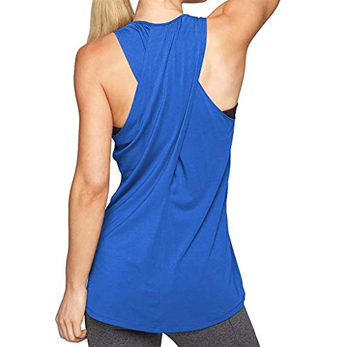 Product Cover PASHY Workout Tank Tops for Women Exercise Athletic Yoga Tops Racerback Sports Running Shirts Cross Back Gym Clothes(L, Blue)