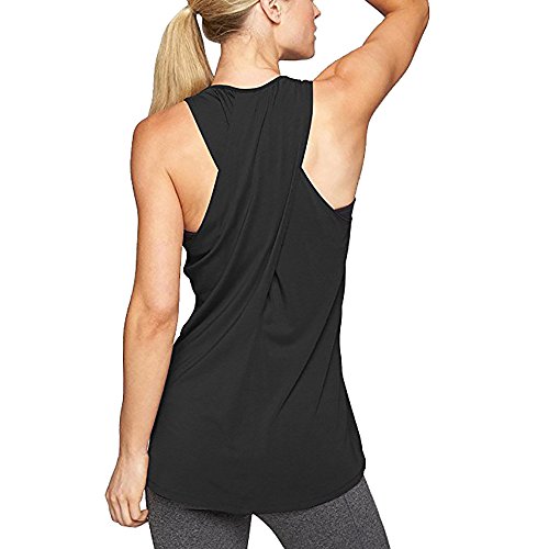 Product Cover PASHY Workout Tank Tops for Women Exercise Athletic Yoga Tops Racerback Sports Running Shirts Cross Back Gym Clothes(S, Black)