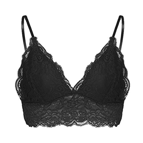 Product Cover Fastbot women's Floral Lace Bralette Padded Breathable Sexy Racerback Bandeau Bra Straps V-Neck Underwear Sleepwear Tops