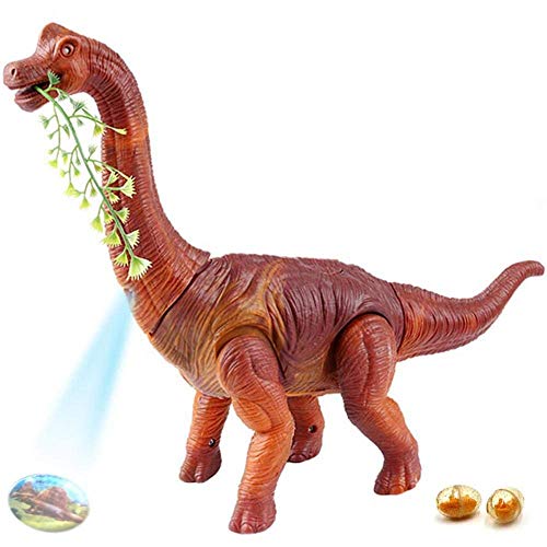 Product Cover Dahuniu Walking Realistic Toy Dinosaurs Make Sounds, Light Up Eyes,Project Images and Lay Eggs (with 2 eggs), Dinosaur Toys Dinosaur Set for Boys Girls 2 3 4 5 Toddler Toy
