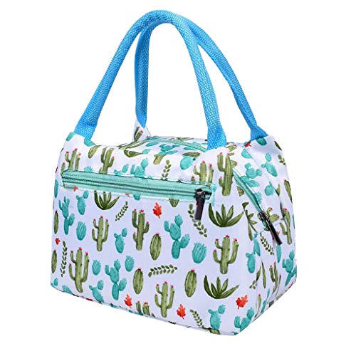 Product Cover QUNANEN Lunch Bag For Women Universal Print Stripe Picnic Carry Case Thermal Portable Lunch Bag (Green)