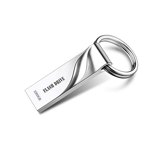 Product Cover Thumb drive1000gb Waterproof Metal USB Flash Drive with Keychain (Silver)