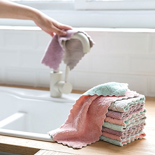 Product Cover Amober 4PCS Washcloths Nonstick Oil Coral Velvet Hanging Kitchen Dishclout Hand Towels