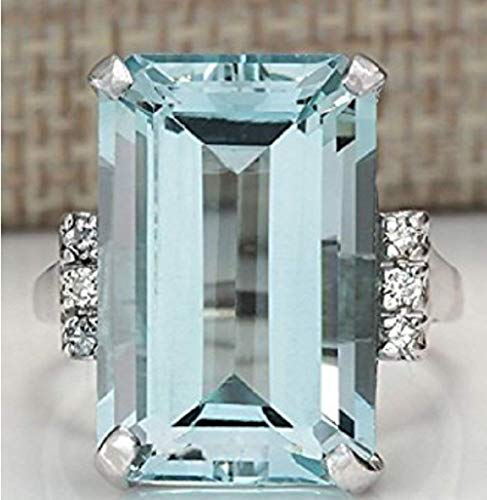 Product Cover Vintage Women 925 Silver Aquamarine Gemstone Ring Wedding Jewelry Size 6-10