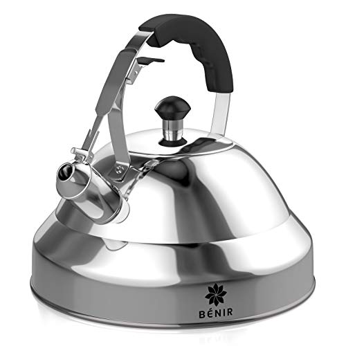 Product Cover Whistling Tea Kettle - Stainless Steel Teapot Capsule Bottom and Mirror Finish 2.75 Quart Tea Pot