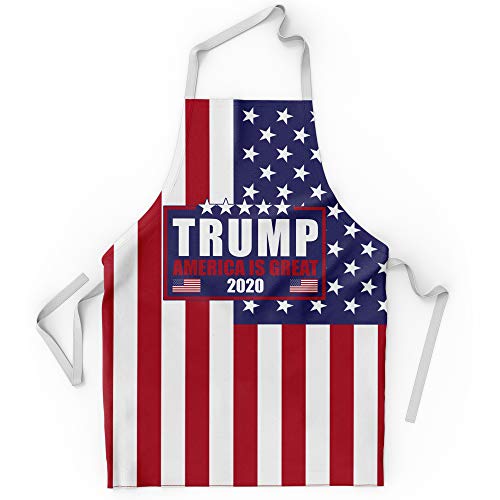 Product Cover Purple Print House Trump 2020 Cooking Apron for Women, Grilling Aprons for Men, Merchandise BBQ Grill Cook Funny Apron (Trump USA Flag)