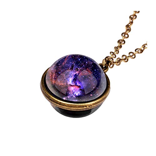 Product Cover FarJing Planet Necklace, Glow In The Dark Galaxy System Double Sided Glass Dome Planet Necklace Pendant Jewelry Gift
