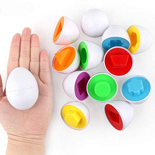 Product Cover Onbay1 6Pcs Kids Infant Toddler Simulation Eggs Color Shape Matching Egg Set Educational Development Puzzle Toy for Kids Boys Girls Figures & Playsets
