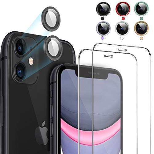 Product Cover Ferilinso Screen Protector for iPhone 11 with 2 Pack Camera Lens Protector, 2 Pack Tempered Glass Film for iPhone 11 6.1 Inch (Black)