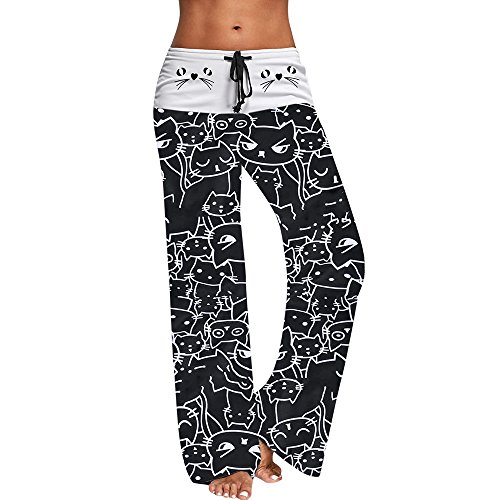 Product Cover xatos Women's Comfy Casual Yoga Pants, Pajama Pants for Women Stretch Floral Print Drawstring High Waist Wide Leg Lounge Pant