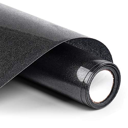 Product Cover Glitter HTV Vinyl - 12inch x 5ft PU Heat Transfer Vinyl roll for Silhouette Cameo & Cricut Easy to Cut, Weed and Transfer, Iron On Htv Vinyl Design for T-Shirt, Clothes and Other Textiles(Black)