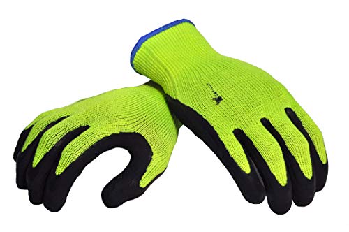 Product Cover G & F 1516 6 Pairs Pack Premium High Visibility Low emissions Green Work and gardening Gloves for Men and Women. MicroFoam Textured Coated Palm and Fingers Gloves for Gardening Work, X-Large, Green