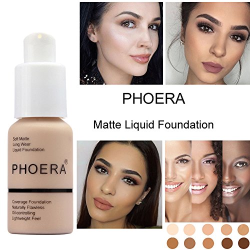 Product Cover MEIHUALU 30ml Soft Matte Full Coverage Liquid Foundation Brighten Highlighting Matte Oil Control Concealer Facial Blemish Concealer Color Changing Foundation for Women Girls (103)