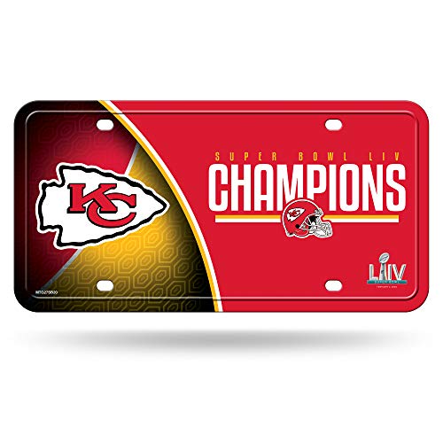 Product Cover Rico Industries NFL Kansas City Chiefs Super Bowl LIV Metal License Plate Tag, Red, 12