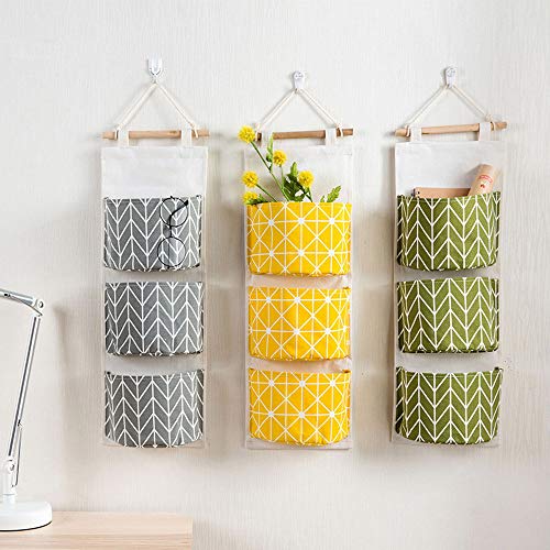 Product Cover melupa Hanging Storage Bag, Wall Door Closet Nursery Storage Bag Over The Door Organizer with 3 Pockets for Room Bathroom