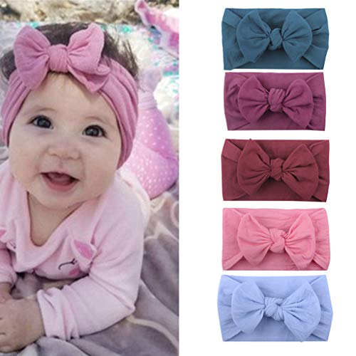 Product Cover melupa 5 Pack Baby Girl Headbands and Bows Classic Headwrap Stretchy Hair Bands Hair Accessories for Newborn Toddler, Children