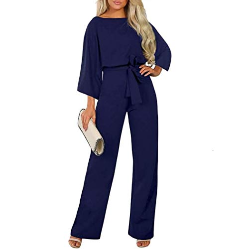 Product Cover hreway Women Fashion Round Neck Long Sleeve Full Length Solid Jumpsuit Jumpsuits & Rompers